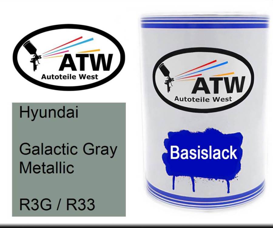 Hyundai, Galactic Gray Metallic, R3G / R33: 500ml Lackdose, von ATW Autoteile West.